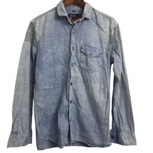 Vintage Revlon Design 2 Wear Denim Jean Shirt Long Sleeve Button Up Large